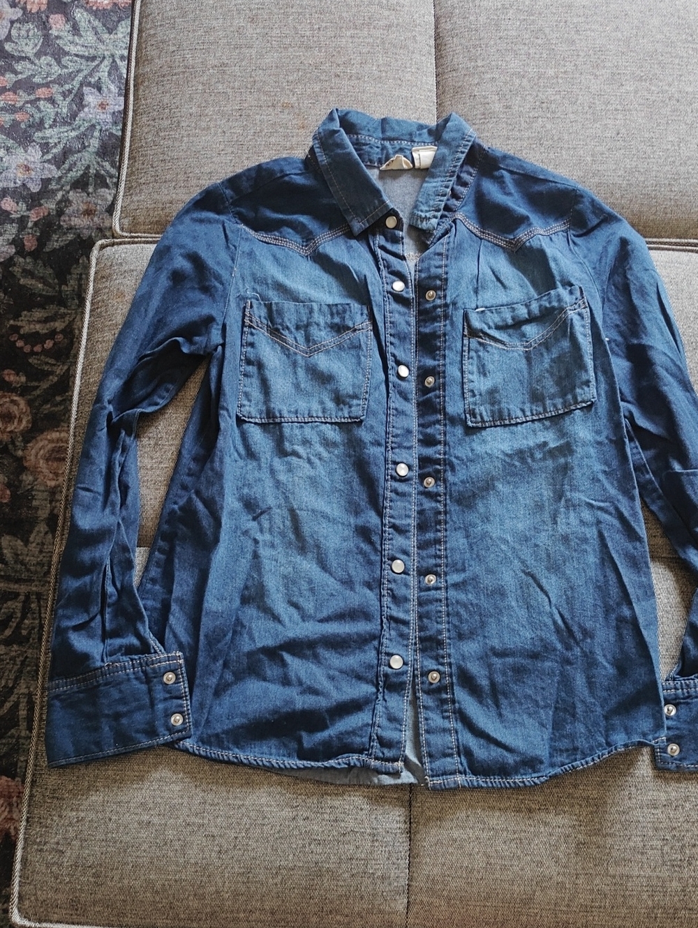 Mudd Dark Blue Denim Button-Up Shirt